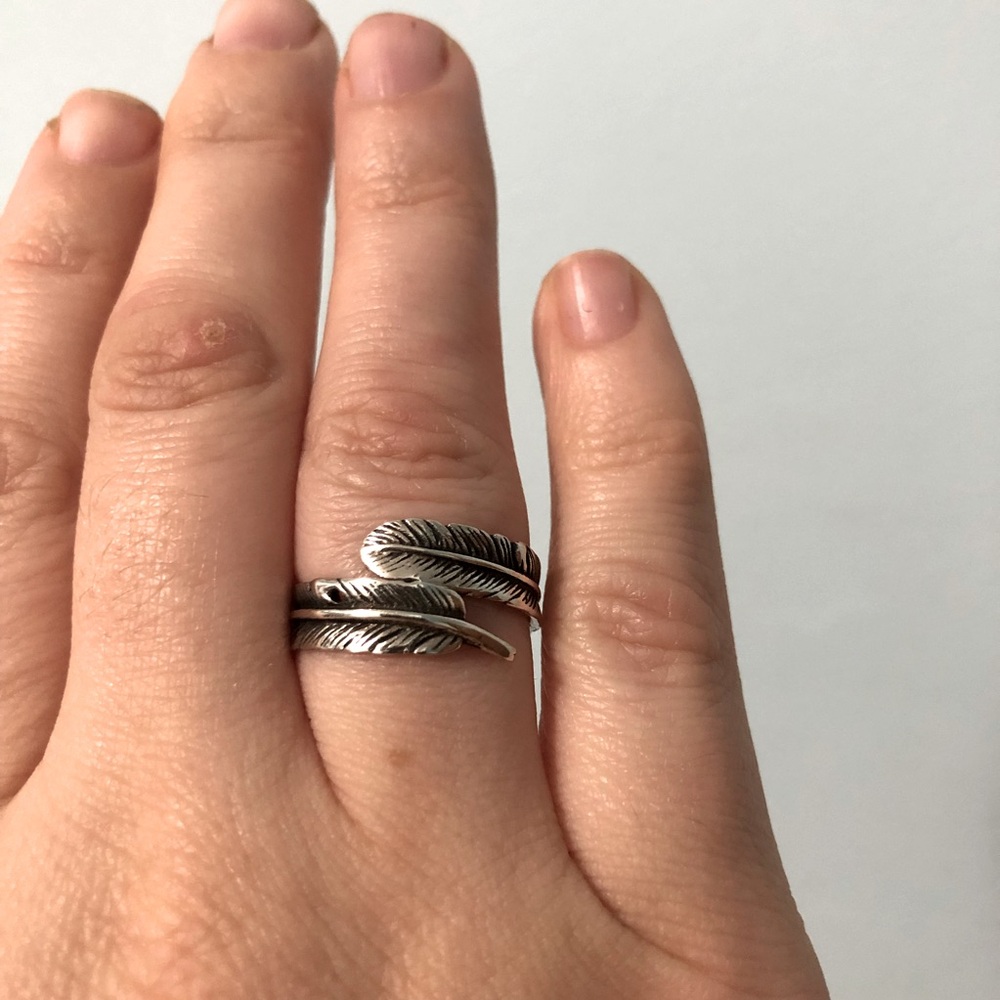 Adjustable Sterling Feather Ring - image 1